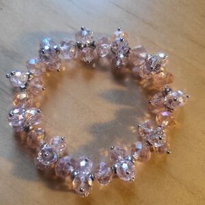 Artisan Baby Pink and Silver Glass Bracelet